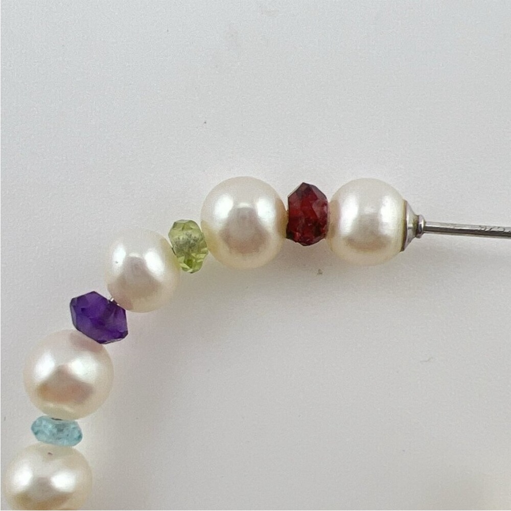 Honora “As Is” White Pearl & Multi-Gemstone 1-1/4” Hoop Earrings - Picture 6 of 14